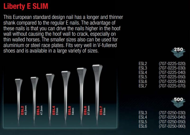 Цвяхи для підков E Slim від Liberty